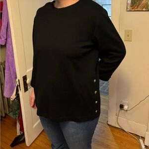 Vintage Wilroy New York 80s Black Top Size XL (approx) Detail Brass Buttons